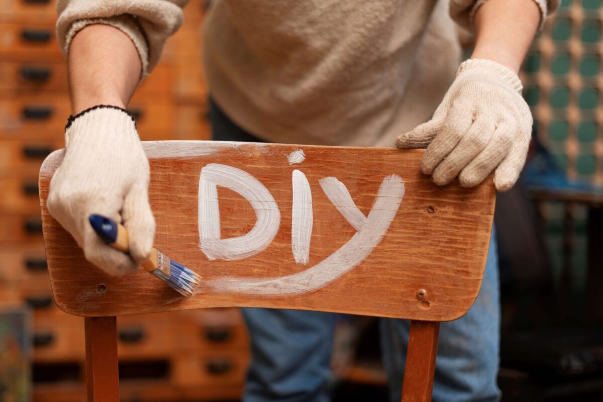 Paint stripper costs: A bare wooden chair stripped of paint forming part of a DIY project